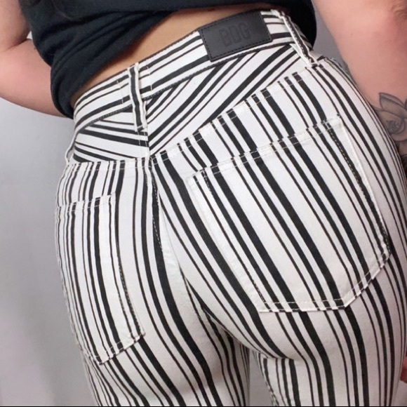 HIGH WAIST URBAN OUTFITTER BLACK WHITE STRIPE JEAN - Picture 3 of 6
